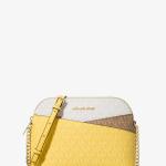 Jet Set Travel Medium Color-Block Signature Logo Dome Crossbody Bag