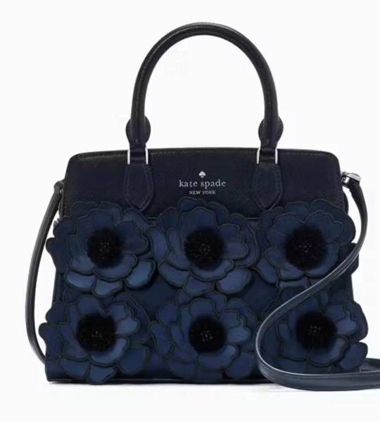 Kate Spade Blue Madison Embroidered Floral Small Satchel